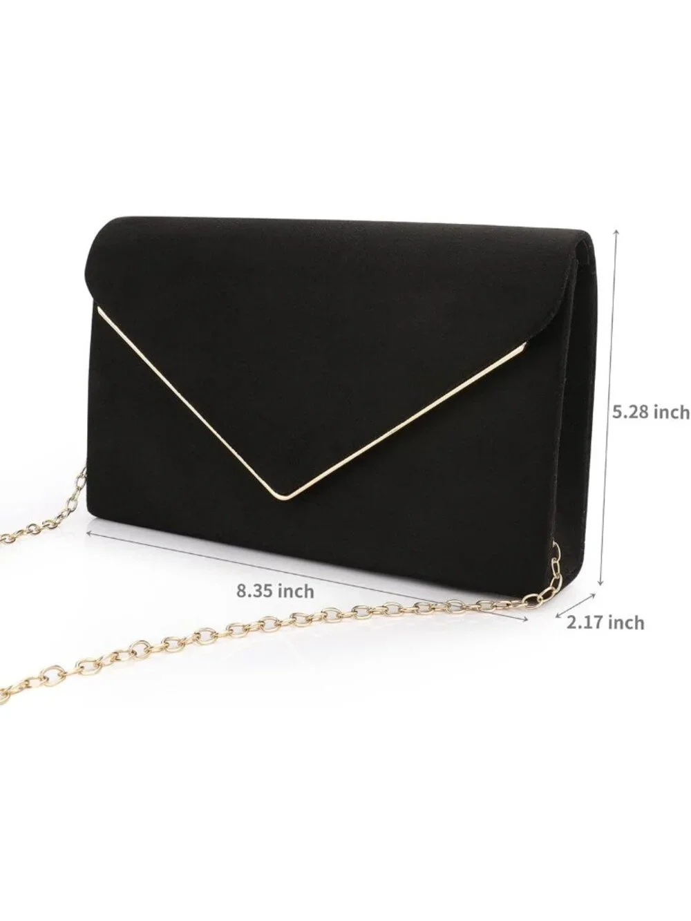 👜 Women's Black Wedding Party Cocktail Prom Faux Suede Crossbody Clutch Purse